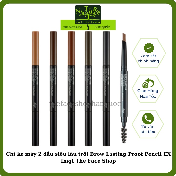 Chì kẻ mày chống trôi trang điểm chân mày lông mày The Face Shop fmgt Brow Lasting Proof Pencil Ex 0.2g