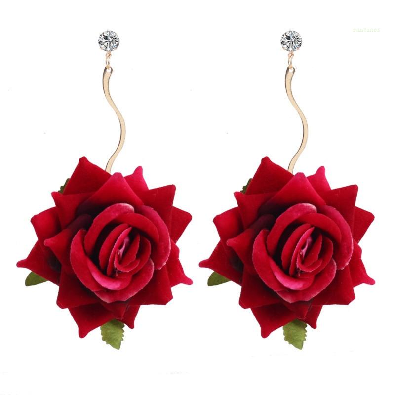 Bông Tai Handmade Hình Hoa Hồng Phong Cách Bohemia Thời Trang Sang Trọng Cho Nữ