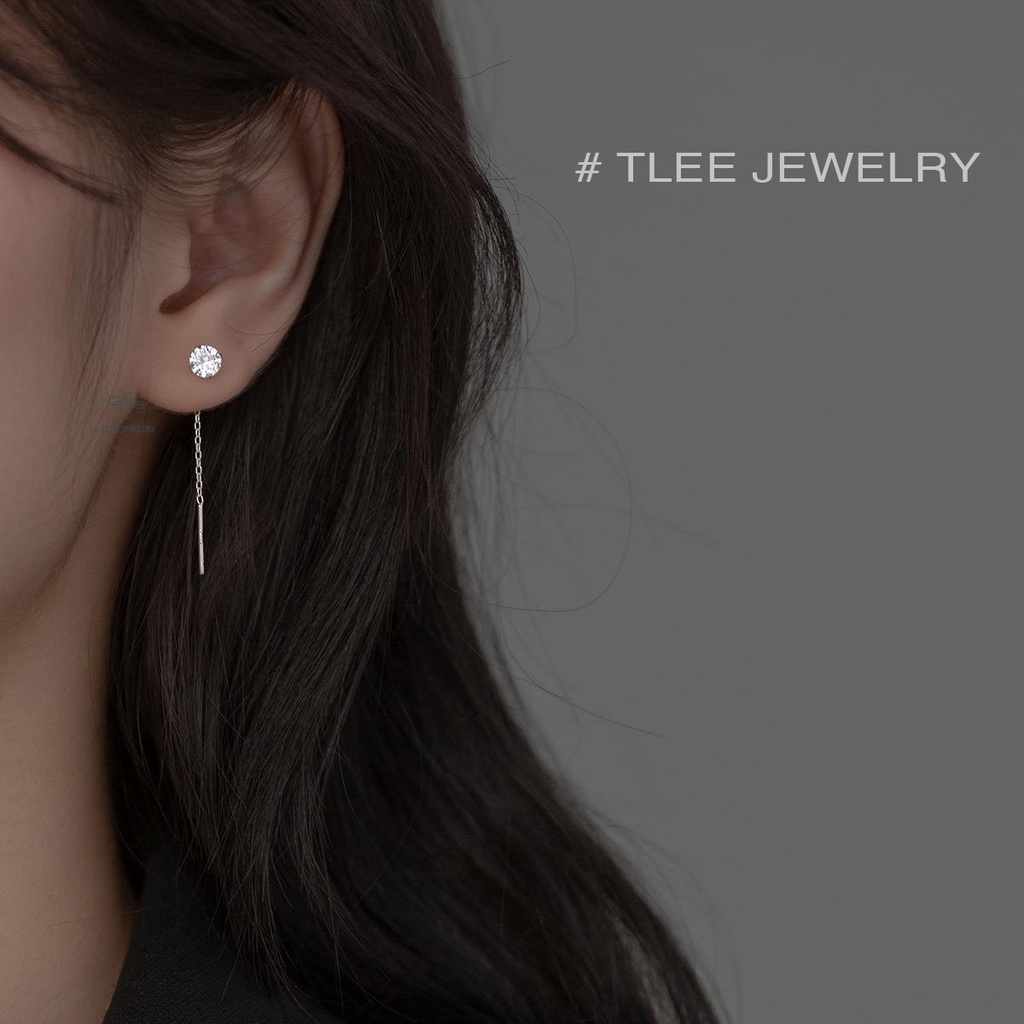 Bông tai bạc nữ TLEE tua đá dài nữ tính hình sao, hình tim, hình tròn TleeJewelry B0227