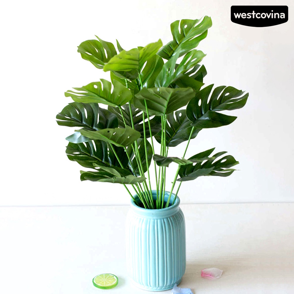 [WEST]⚘1 Bó Hoa Monstera Giả Bằng Nhựa Màu Xanh Lá Dùng Trang Trí Nhà