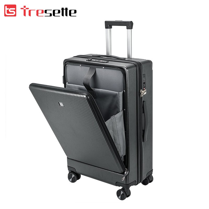 Vali khóa kéo cao cấp nhập khẩu Hàn Quốc TSL-2029 Tresette Có Ngăn Đựng Latop Vân Dọc Sang Trọng size 24