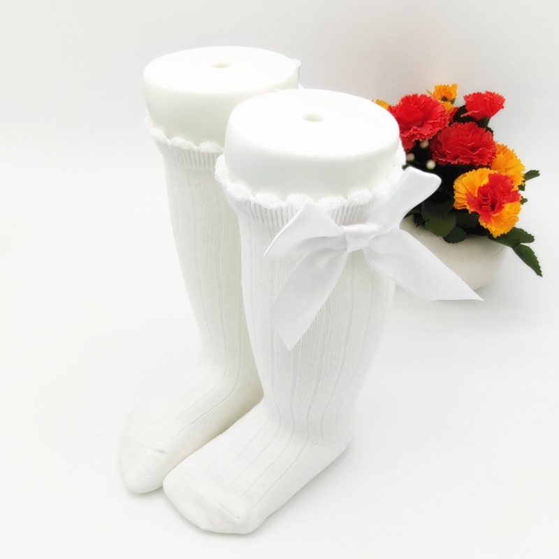 Vớ Cotton Mềm Đính Nơ Dài Tây Ban Nha Dễ Thương Cho Bé Gái Sơ Sinh