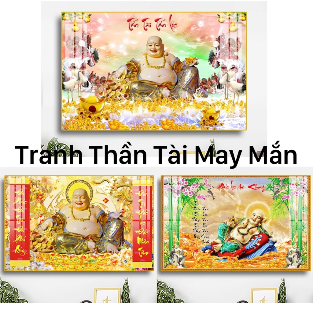 Tranh Treo Tường Thần Tài Gõ Cửa/ Treo Phòng Khách/ Làm Việc May Mắn Phát Tài Phát Lộc/ Tranh Tráng Gương Cao Cấp