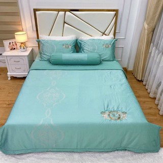 set chăn ga gối lụa chần Bông cao cấp (5 món)