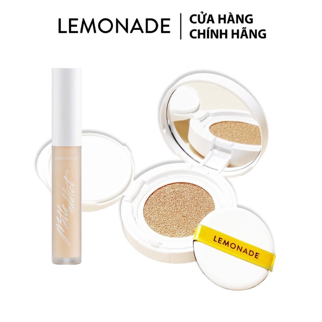 Combo Lemonade Phấn nước Matte Addict Cushion 15g và Kem che khuyết điểm Matte Addict Concealer 3g