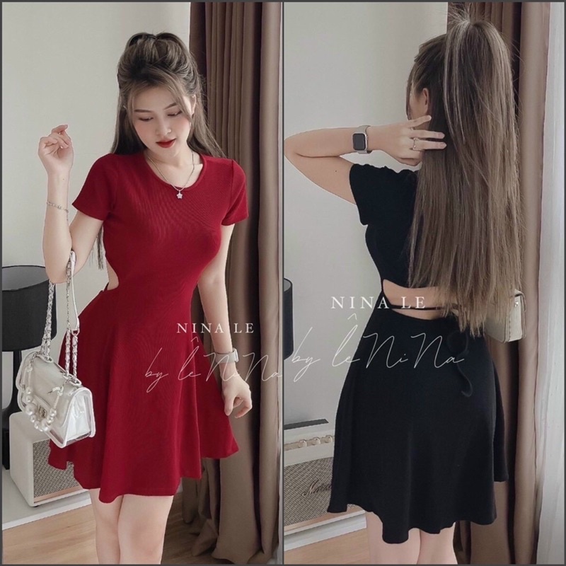 ĐẦM BOBY CỔ TRÒN HỞ LƯNG DÁNG NGẮN XOÈ XẾP LI