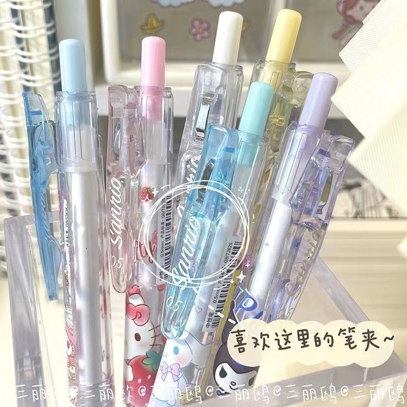 SANRIO Bút Mực Gel Ngòi 0.5Mm Trong Suốt Họa Tiết Hoạt Hình Kulomi Dễ Thương Cho Học Sinh
