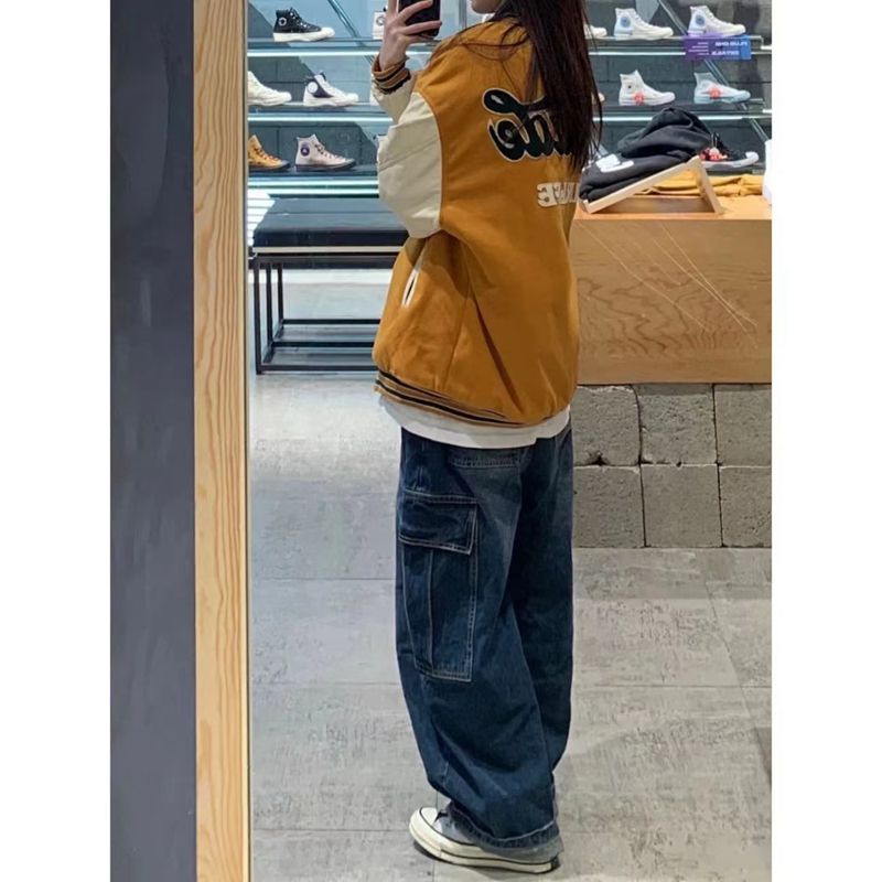 Quần jean xanh dương ống rộng lưng cao cho nữ thời trang hè phong cách Hàn Quốc mới 2022