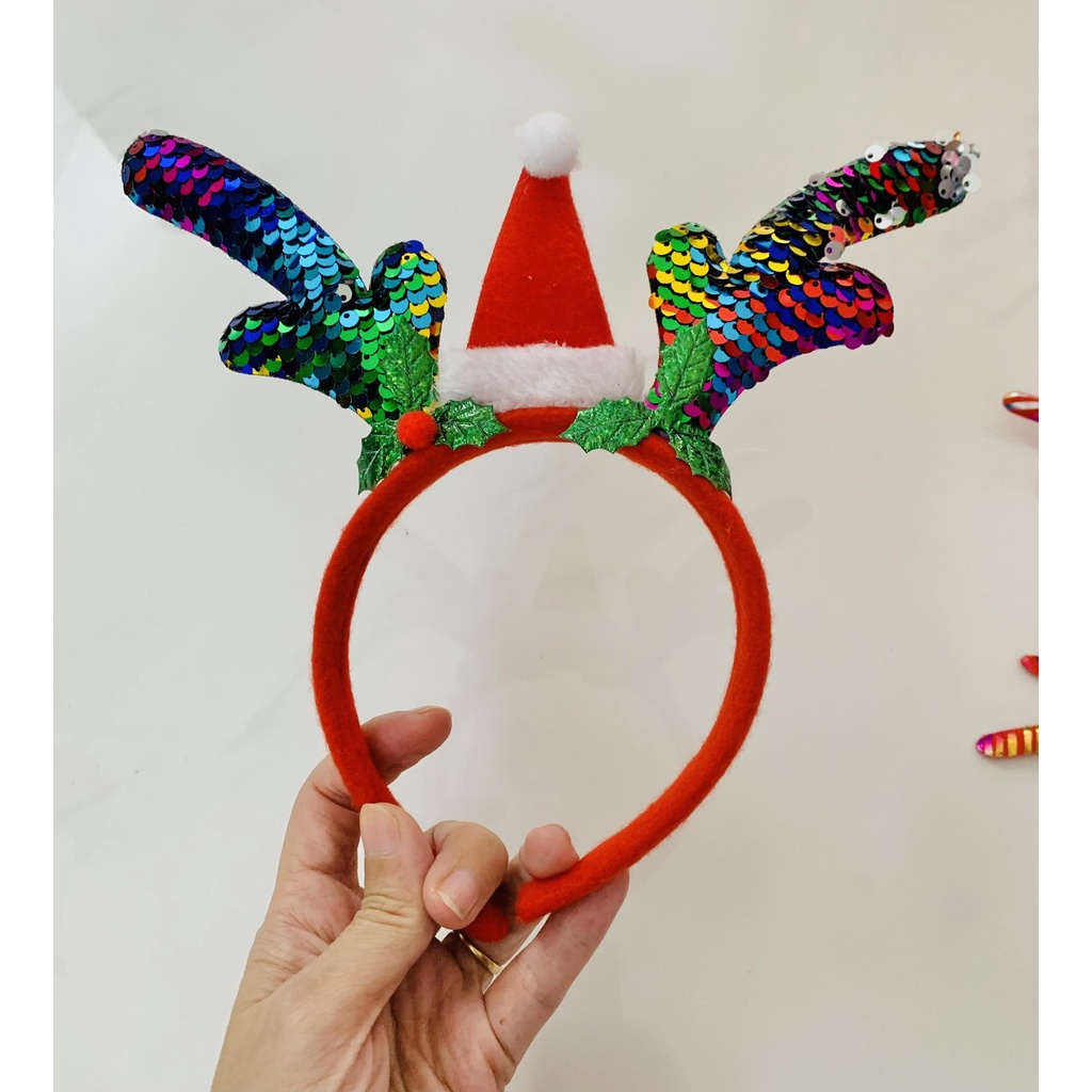 Cài noel tuần lộc kim sa lật siêu cute cho bé