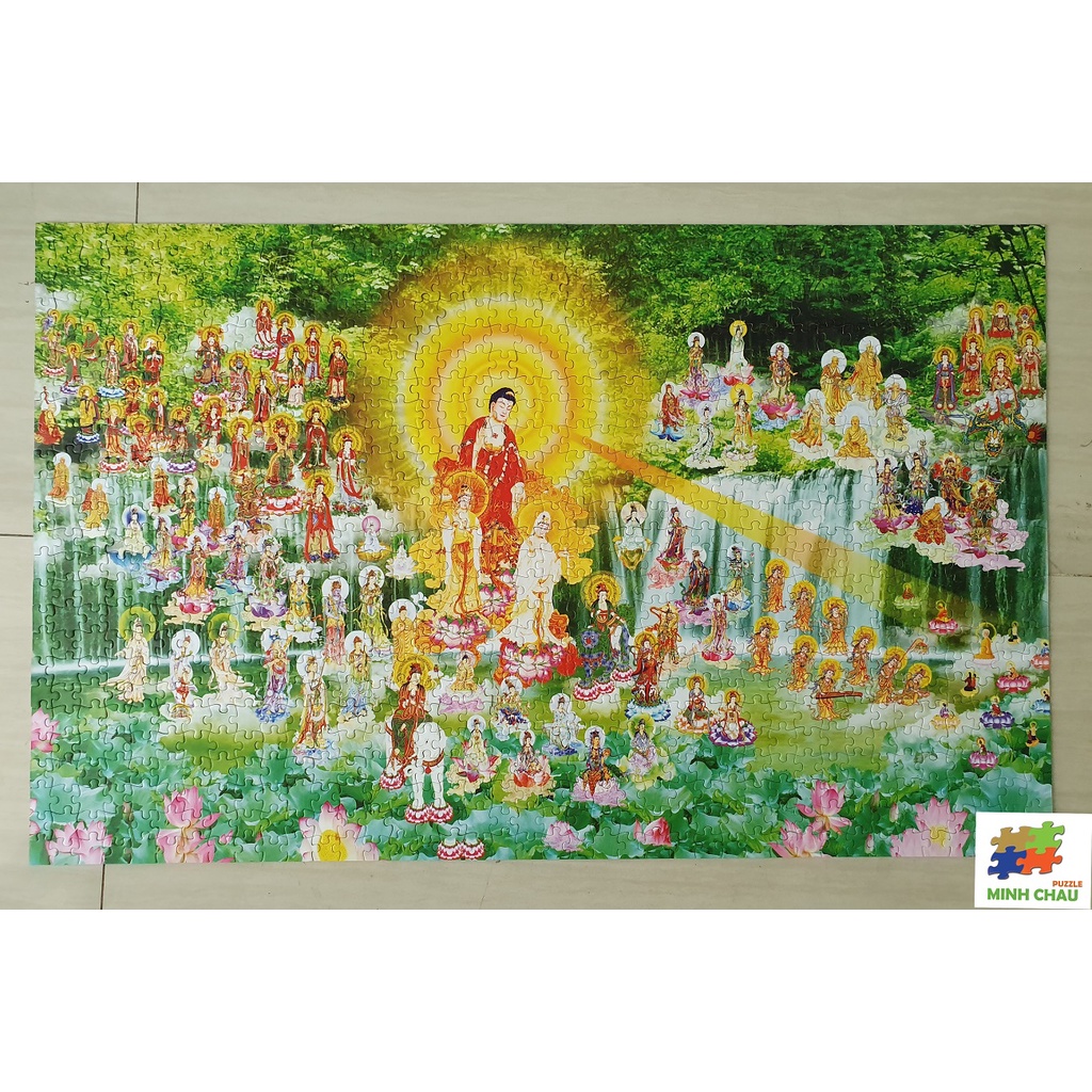 Bộ Tranh Xếp Hình Minh Châu 1000 Mảnh – Tây Phương Tiếp Dẫn (Kích Thước 50x80cm)