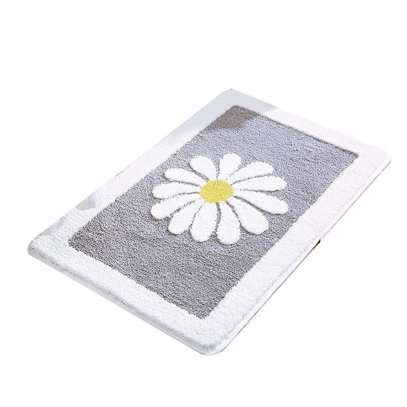 Thảm Chùi Chân Lông Nhung Mềm Mại 16 X 24 Inch Họa Tiết Bông Hoa Dành Cho Phòng Tắm