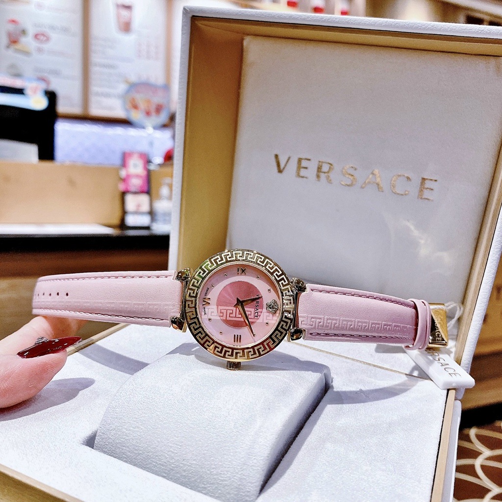 Đồng hồ nữ, đồng hồ đeo tay nữ VERSACE dây da chính hãng, máy Thụy Sĩ, kính Sapphire chống xước, full box siêu sang