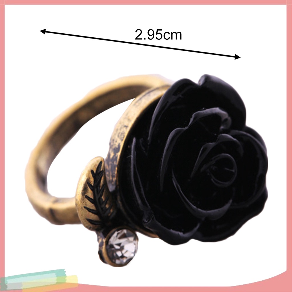 Nhẫn hợp kim mạ bạc trang trí hoa hồng đính đá xinh xắn cho nữ