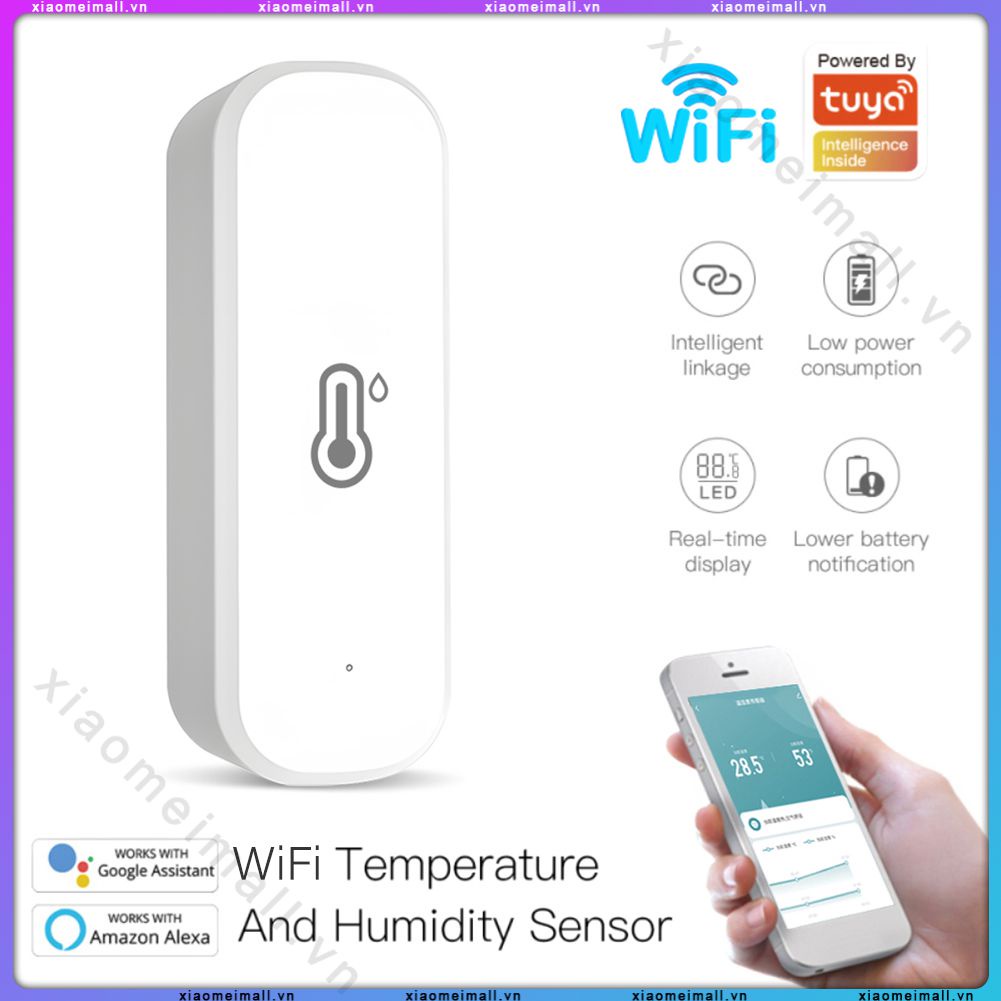 Cảm Biến Nhiệt Độ Và Độ Ẩm Wifi Tại Nhà Thông Minh Tuya Hoạt Động Với Alexa Và Trợ Lý Google Smartlife Home Không Cần Hub (Xiaomeimall)