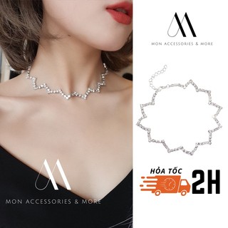 Dây Chuyền | Chocker | Vòng Cổ MON.SG hãng cao cấp đính đá sang chảnh dạng dích dắc nổi sang chảnh - CK 60