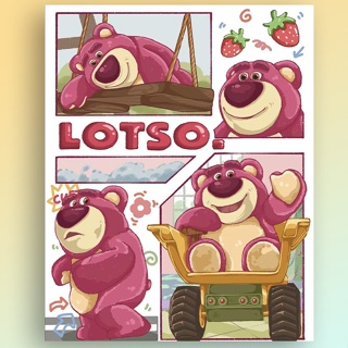 Tranh tô màu số hoá Gấu dâu Lotso có khung 40 50cm