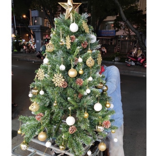 Cây thông 3 lá gắn trái thông/ trái cherry cao 1m5/ 1m2/ 0.9m - Christmas Tree With Pine Cones or Berries