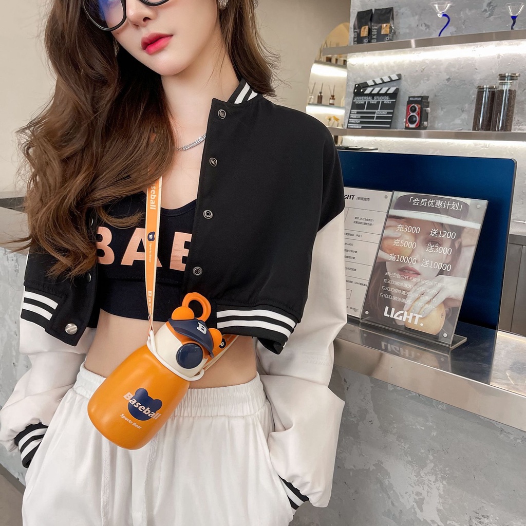 Bình Nước Giữ Nhiệt Thông Minh 450ML Bằng Thép Không Gỉ Có Ống Hút Silica Gel Và Không BPA Chống Rò Rỉ Cho Trẻ Em