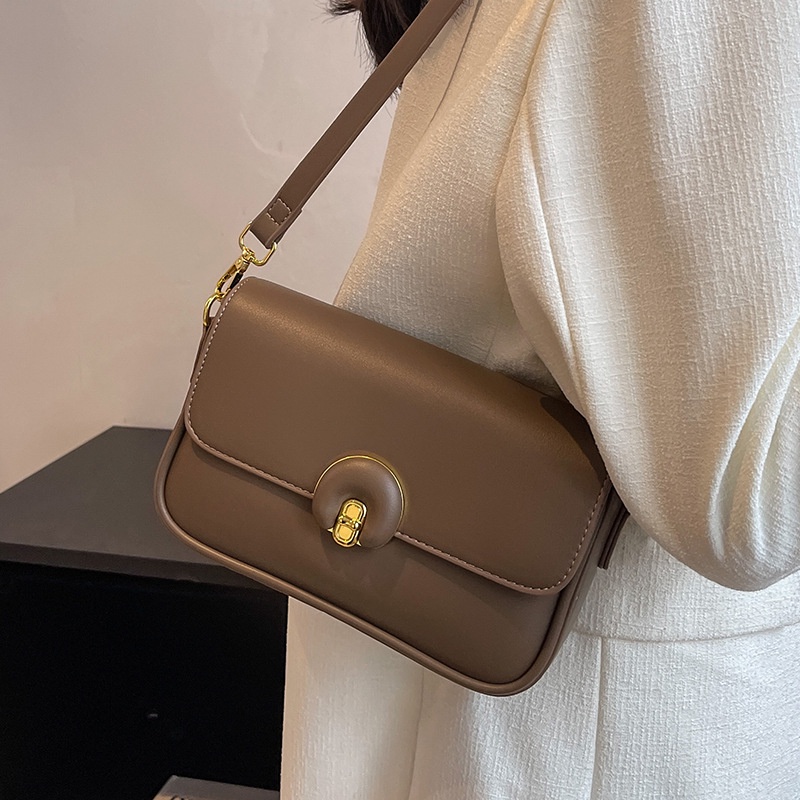 Túi Đeo Chéo Hình Vuông Nhỏ Màu Đen Thiết Kế Đơn Giản Thời Trang Cao Cấp Cho Nữ