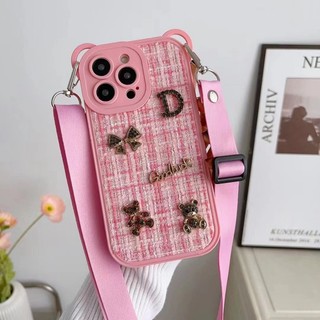 Ốp Điện Thoại Dẻo Họa Tiết Kẻ Ô / Mickey Kèm Dây Đeo Tay Sang Trọng Cho IPhone 11 12 13 Pro Max 14 Plus 14 Pro Max