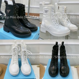 Bốt boot lửng chiến binh prd đan dây mũi bóng khoá hông gót vuông fullbox