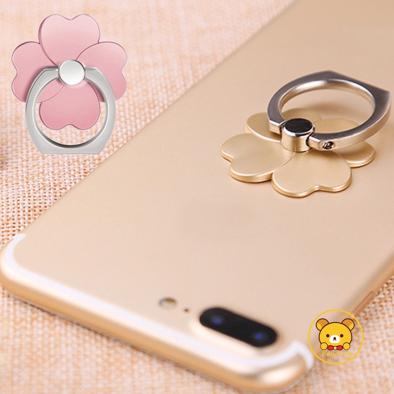 360°Giá Đỡ Điện Thoại Dạng Nhẫn Đeo Ngón Tay Hình Cỏ May Mắn Thông Dụng Cho iPhone