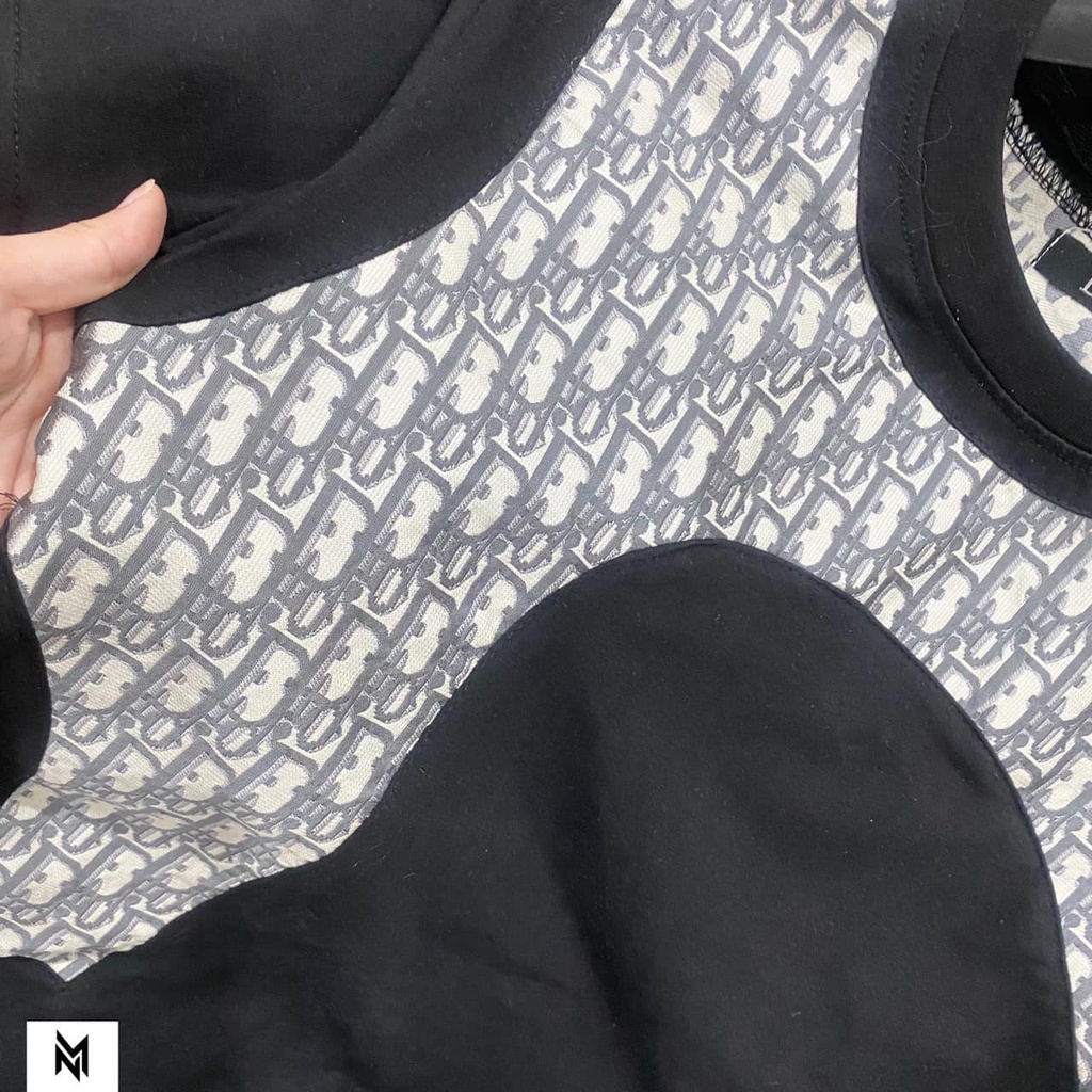 Bộ Phông Hè Cổ Tròn DIRO 2 Màu Phối Hoạt Tiết Thân Cá Tính, Cotton 100% Thoáng Khí Co Dãn