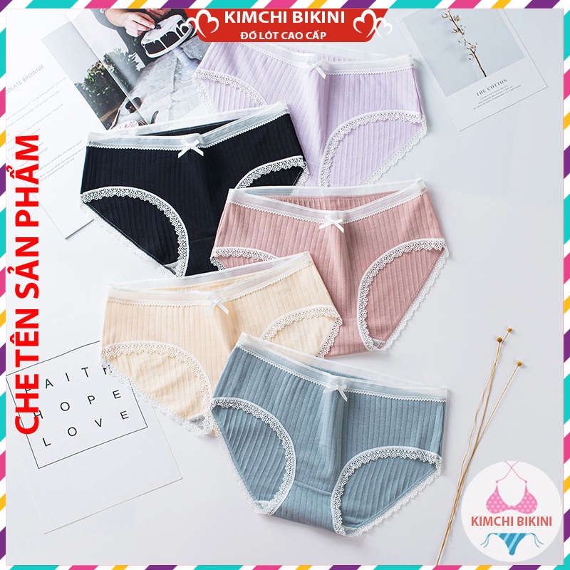 nội y nữ viền ren phối lưới siêu cute KIMCHIBIKINI quần xip nữ thoáng mát mềm mại dễ thương QL085