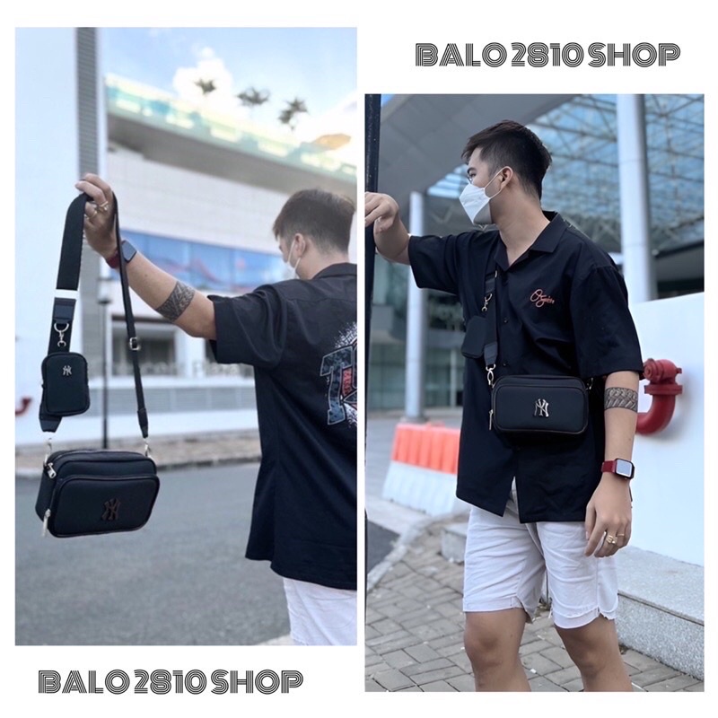 Túi Đeo Chéo MLB Đen NY CrossBag Sling Mini 2024 Chất Liệu Da Si Cao Cấp Chống Nước BÁNH MÌ STORE TÚI ĐEO CHÉO