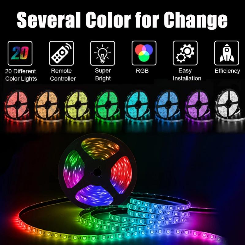Dây Đèn LED 20M RGB 5050 Bluetooth DC 5V Trang Trí Nội Thất Kèm Bộ Điều Khiển Từ Xa