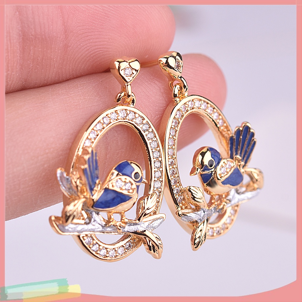 Khuyên tai hình trái tim đính đá sang trọng cho nữ