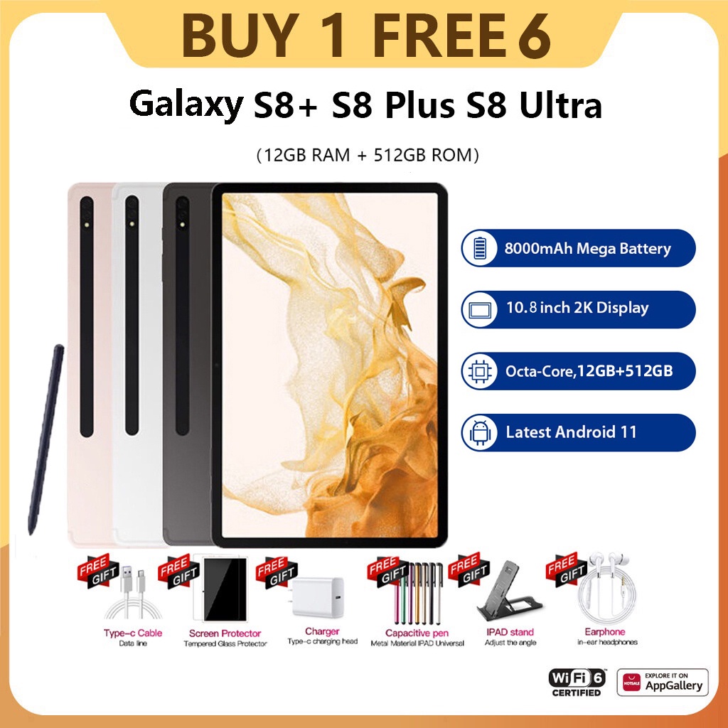 【COD】 2022 Máy tính bảng 5G mới giá rẻ Galaxy S8 S8 + S8 Plus Ultra 10,8 inch 12GB RAM + 512GB ROM Máy tính bảng mới Máy