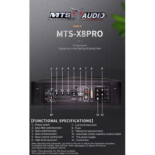 Loa bass nắp trong ô tô MTS - X8 PRO