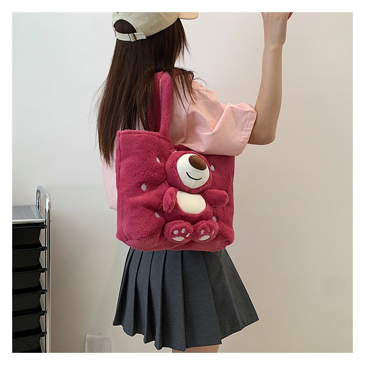 Túi Đeo Vai Hình Gấu Dâu Tây Hoạt Hình Disney Đáng Yêu Thời Trang Mùa Đông