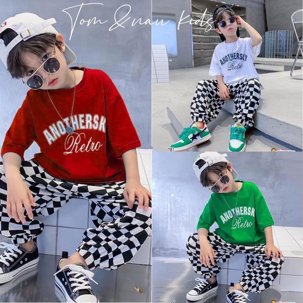 Tomnaukids-(8-26kg)-Set hiphop giành cho bé trai bé gái đúng ngầu KOOL luôn form áo quần rộng hip hop
