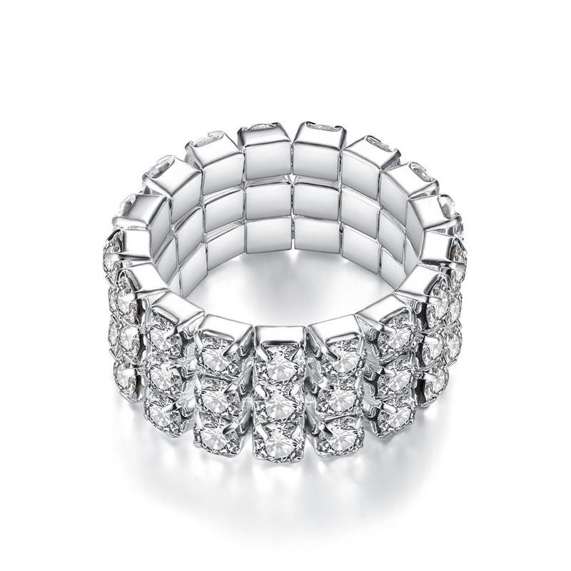 Rhinestone Zircon Elastic Elegant Bridal Ring Bracelet Ready Stock LY