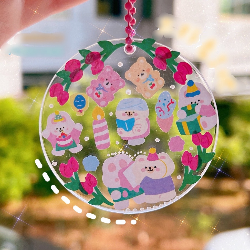 Móc khóa acrylic trong suốt, dây đeo phụ kiện tự trang trí DIY - SH071