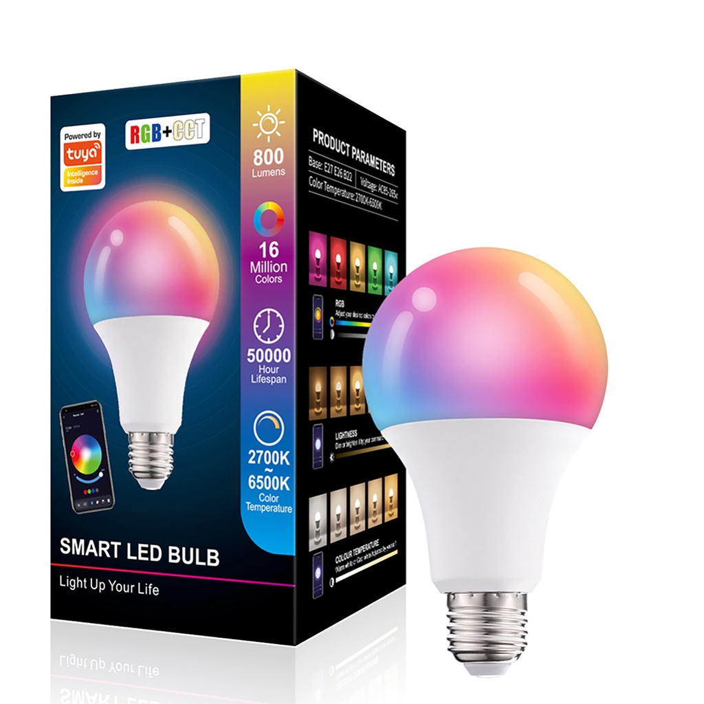 GOOGLE Bóng Đèn led Đổi Màu e27 / B22 rgb AC85-265V 10w Kết Nối bluetooth Tiện Dụng
