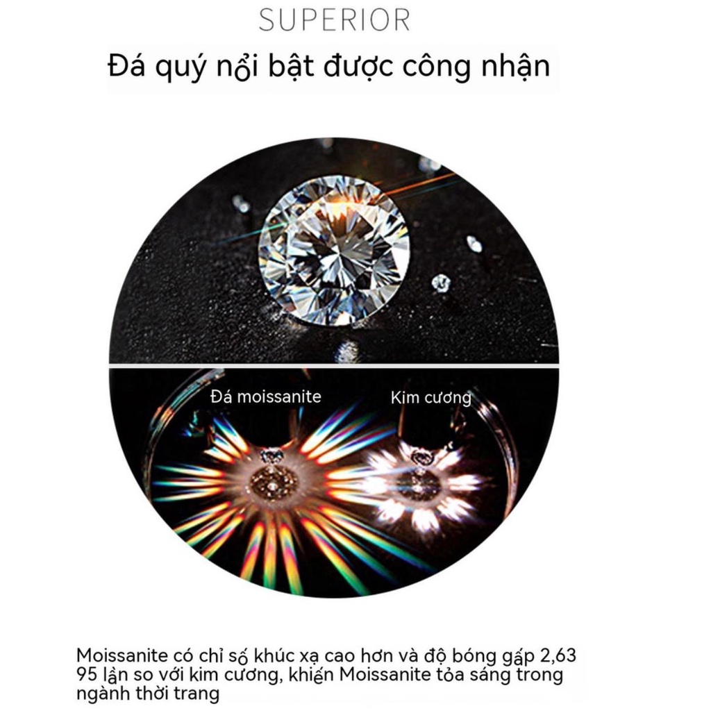 Kim Cương Nhân Tạo Moissanite  Bông tai nữ 925 bạc 0,5 +0,5/1+1/2+2 carat D màu sắc Mosan khoan có thể kiểm tra bút chì kim cương với giấy chứng nhận xác nhận bông tai tròn