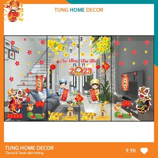 Decal tết dán cửa kính 2023 trang trí Tết QUÝ MÃO [1 MẶT]