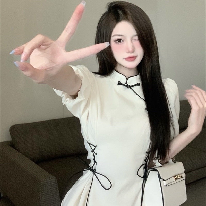 Sườn xám cách tân chiết eo ulzzang - kèm ảnh thật