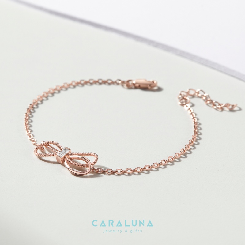 Vòng tay Bạc Nữ CARA LUNA Nơ đính đá tình yêu - Bowtie Love - VYB31