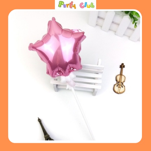 Bóng nhôm hình ngôi sao trái tim mini cài que trang trí tiệc sinh nhật