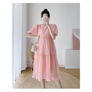 Đầm bầu Tết đầm bầu dự tiệc tiêu thư váy bầu babydoll tay bồng