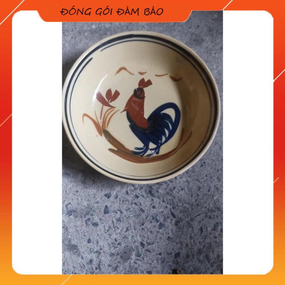 Dĩa sâu lòng vẽ gà xưa