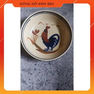 Dĩa sâu lòng vẽ gà xưa