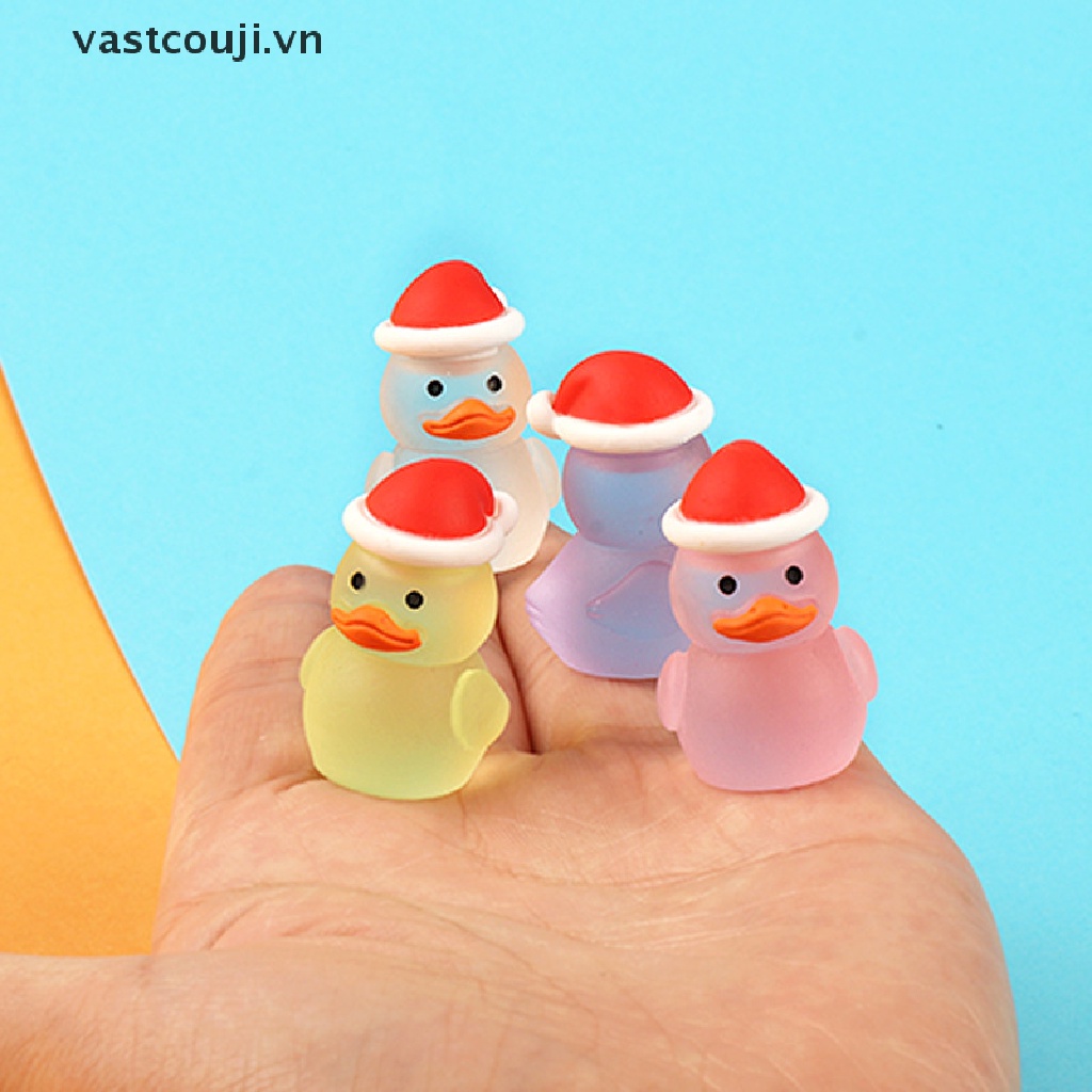 Bộ 2 Tượng Vịt VASTJI Nắp Đỏ Dạ Quang Bằng Nhựa resin diy Trang Trí