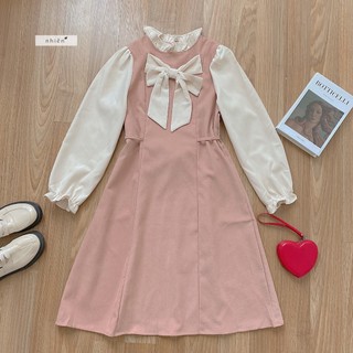 Đầm dáng suông - đầm tiểu thư nơ ngực nữ nhienhienvintage BD22