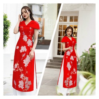 Sét Áo Dài 4 tà cách điệu cổ hiện đại