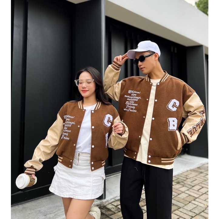 Áo khoác Bomber Nỉ Bông lót dù CB màu NÂU/Nam nữ unisex/Áo Jacket phong cách Ullzang 🖤